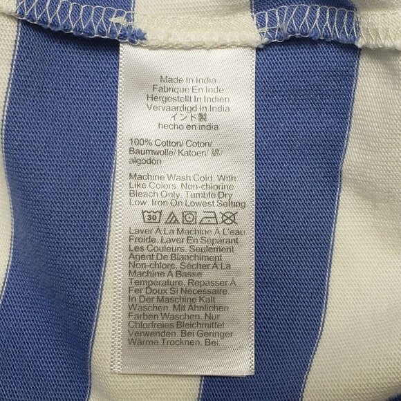 J.Crew Factory Short-Sleeve Striped Button-Shoulder Tee Women's Small Peri Blue - Picture 11 of 16